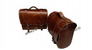 Fit For Royal Enfield Shotgun 650 Brown Tan Leather Pannier Bags with Mounting - SPAREZO